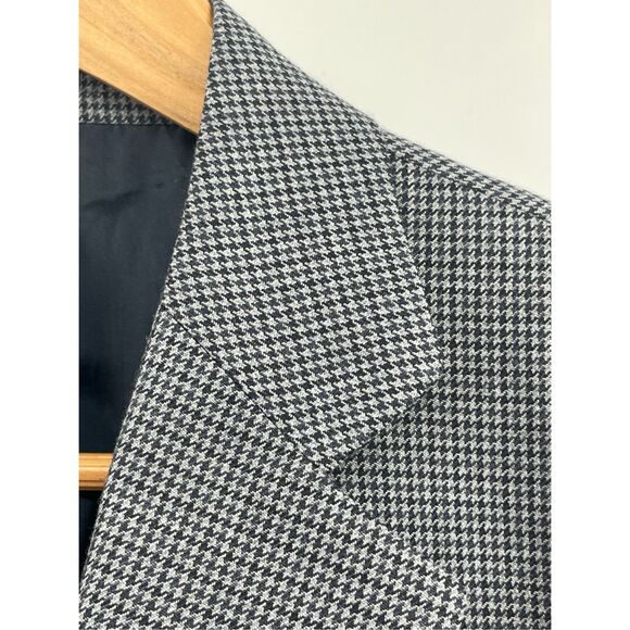 Stafford Blazer Sport Coat Suit Jacket Men Size 40R Blue‎ Gray Houndstooth